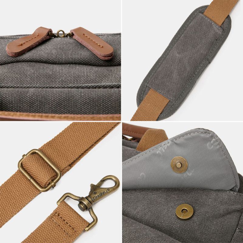 Miesten Vintage Casual Canvas Suuri Kapasiteetti 17 Tuuman Kannettavan Tietokoneen Laukku Reppu Monitaskuinen Crossbody Laukku