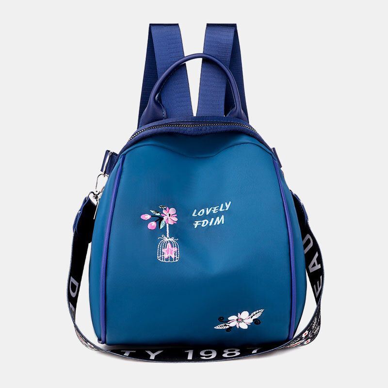 Naisten Oxford Waterproof Embroidery Etninen Multi-carry Reppu