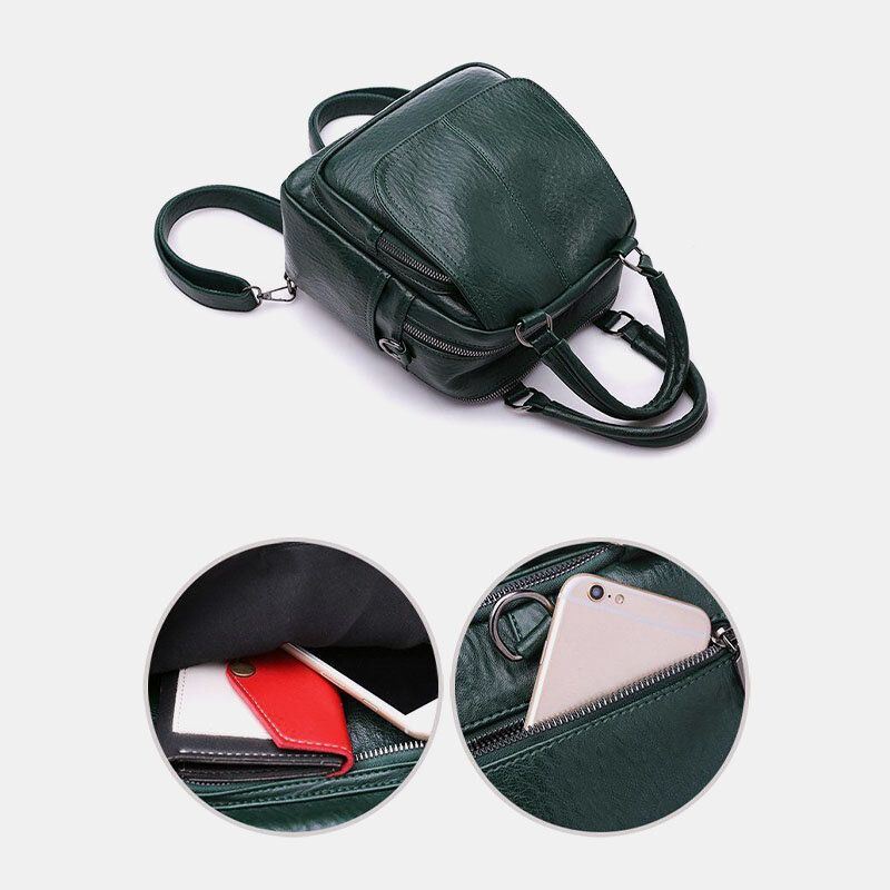 Naisten Pu Nahka Multi-carry Vintage Vedenpitävä Crossbody Laukku Olkalaukku Reppu