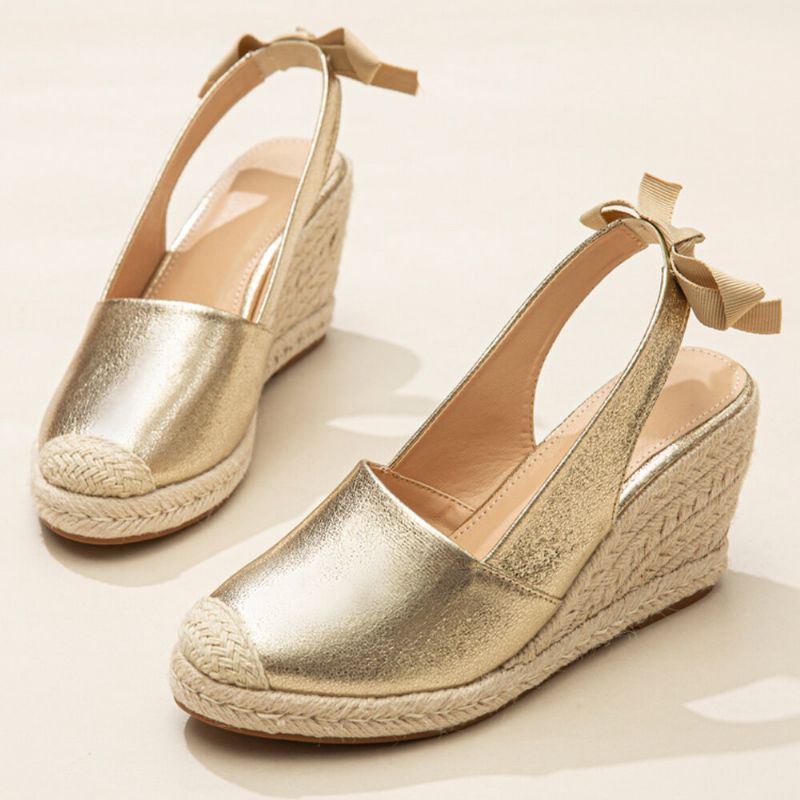 Naisten Isokokoiset Metalliset Umpinaiset Espadrillit Slingback Wedeges -sandaalit