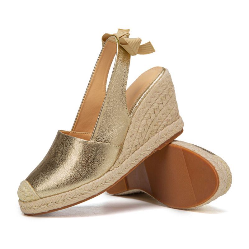 Naisten Isokokoiset Metalliset Umpinaiset Espadrillit Slingback Wedeges -sandaalit