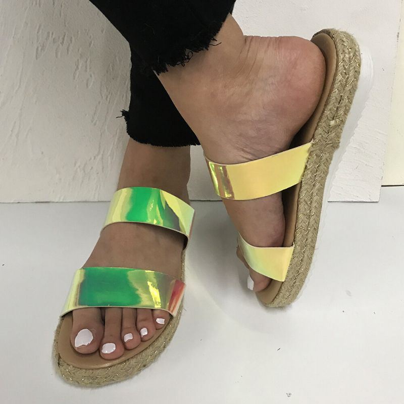 Naisten Kaksinkertainen Gradienttivärinen Olkahihna Mukavat Liukumattomat Espadrille-sandaalit