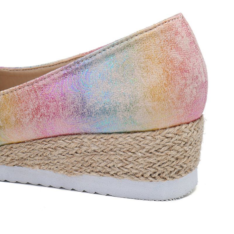 Naisten Värikkäät Espadrille Mukavat Wedge Peep Toe Alustat