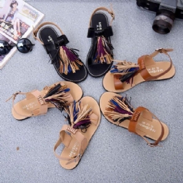 Kesä Naiset Tupsut Hapsut Slingback Litteät Sandaalit Mokasiinit Kengät