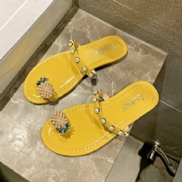 Naisten Clip Toe Sormus Ananas Decor Flats Sandaalit
