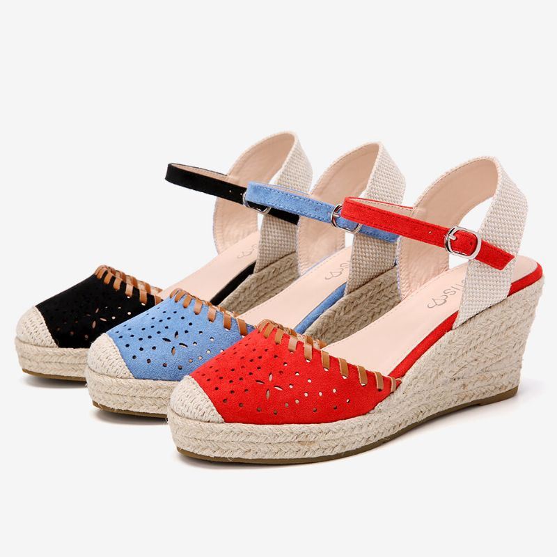 Naisten Espadrilles Cutout Nilkkahihna Rennot Wedge Sandaalit