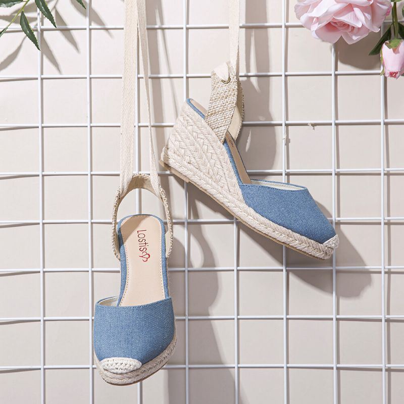 Naisten Espadrilles Strappy Rennot Summer Wedge Sandaalit