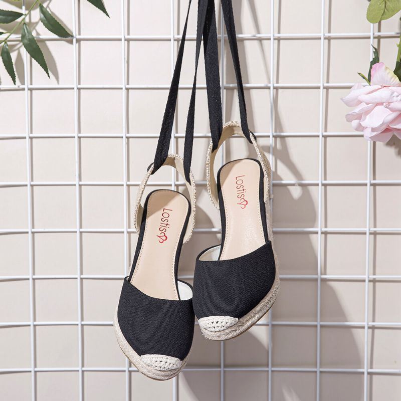 Naisten Espadrilles Strappy Rennot Summer Wedge Sandaalit