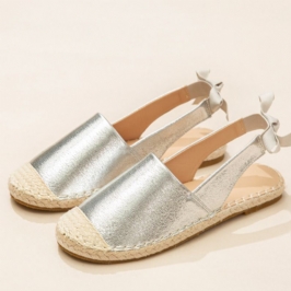 Naisten Rento Umpivarvas Bowknot Heel Espadrille Splicing Flats Kalastajan Sandaalit