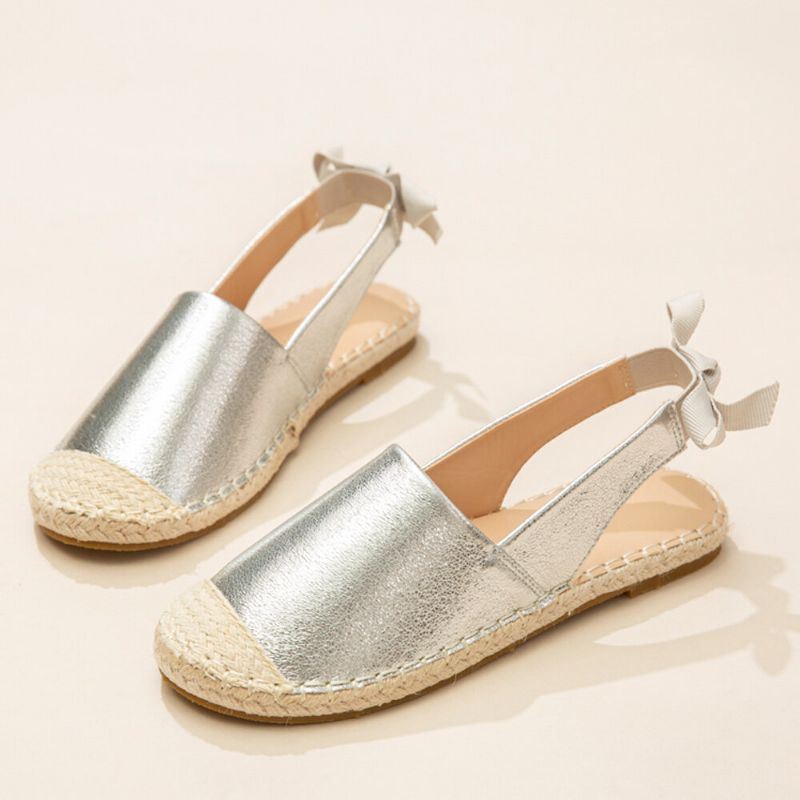 Naisten Rento Umpivarvas Bowknot Heel Espadrille Splicing Flats Kalastajan Sandaalit