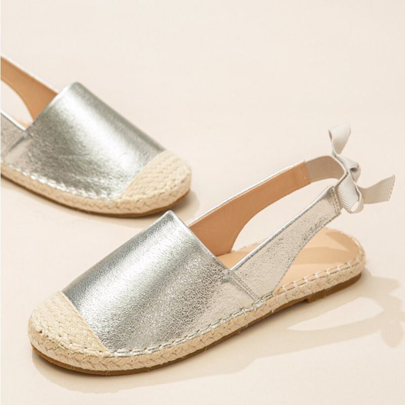 Naisten Rento Umpivarvas Bowknot Heel Espadrille Splicing Flats Kalastajan Sandaalit