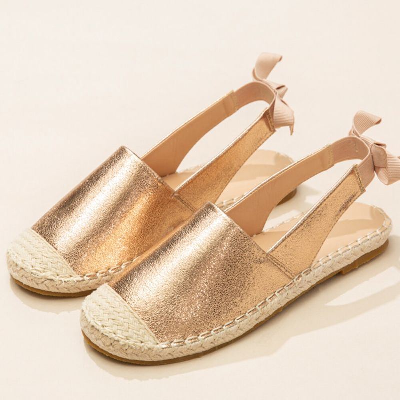 Naisten Rento Umpivarvas Bowknot Heel Espadrille Splicing Flats Kalastajan Sandaalit