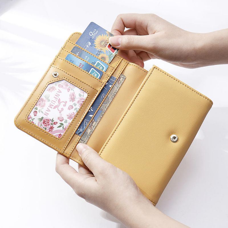 Brenice Naisten Tavallinen Kolminkertainen Lompakkokorttikotelo Kolikkokukkaro Puhelinlaukku