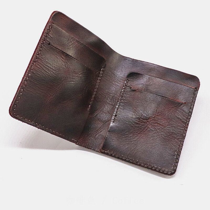 Miesten Bifold Ohut Lompakko Yksinkertainen Retro Retro Kasvisparkittu Nahka Korttikotelo Kolikko Kukkaro Money Clip