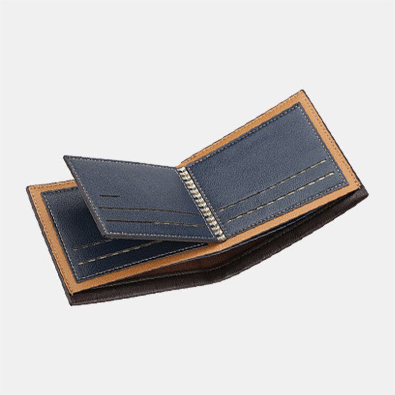 Miesten Pu Nahka Lyhyt 6 Card Slot Korttikotelo Business Fashion Bifold Ohut Ajokortti Lompakko Kolikkokukkaro