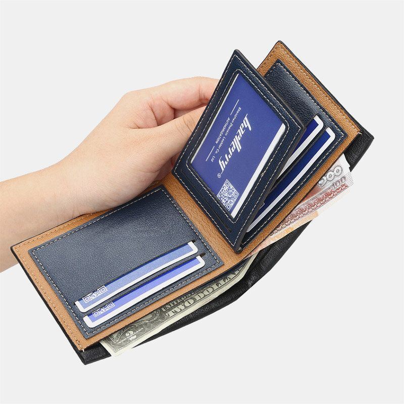 Miesten Pu Nahka Lyhyt 6 Card Slot Korttikotelo Business Fashion Bifold Ohut Ajokortti Lompakko Kolikkokukkaro