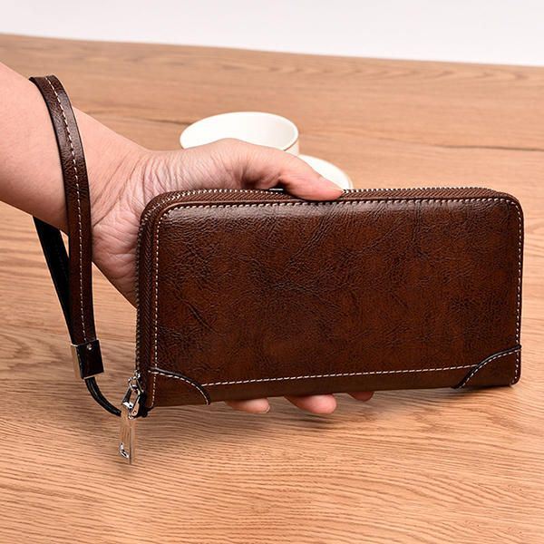 Miesten Retro Pu Long -lompakkokorttipidike 5.5 Tuuman Puhelinlaukku