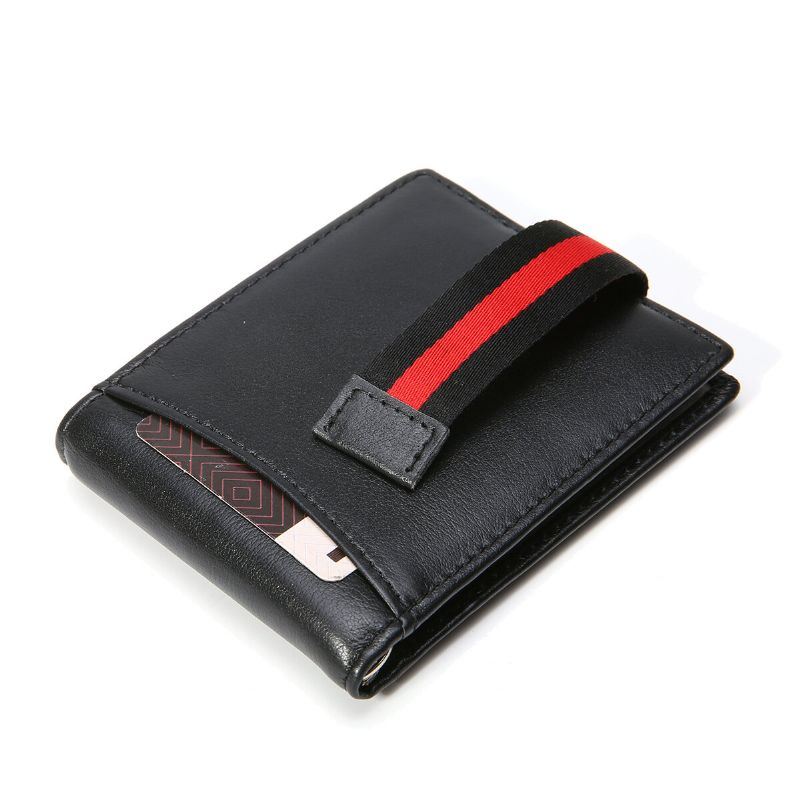 Miesten Slim Bifold Blocking Lompakot Retro Casual Aitoa Nahkaa Lyhyt Monikorttipaikka Korttipidike Rahaklipsi