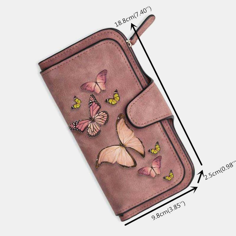 Naisten Butterfly Nelitaittuva Lompakkokukkaro 14 Korttipaikka 5.5 Tuuman Puhelinlaukku