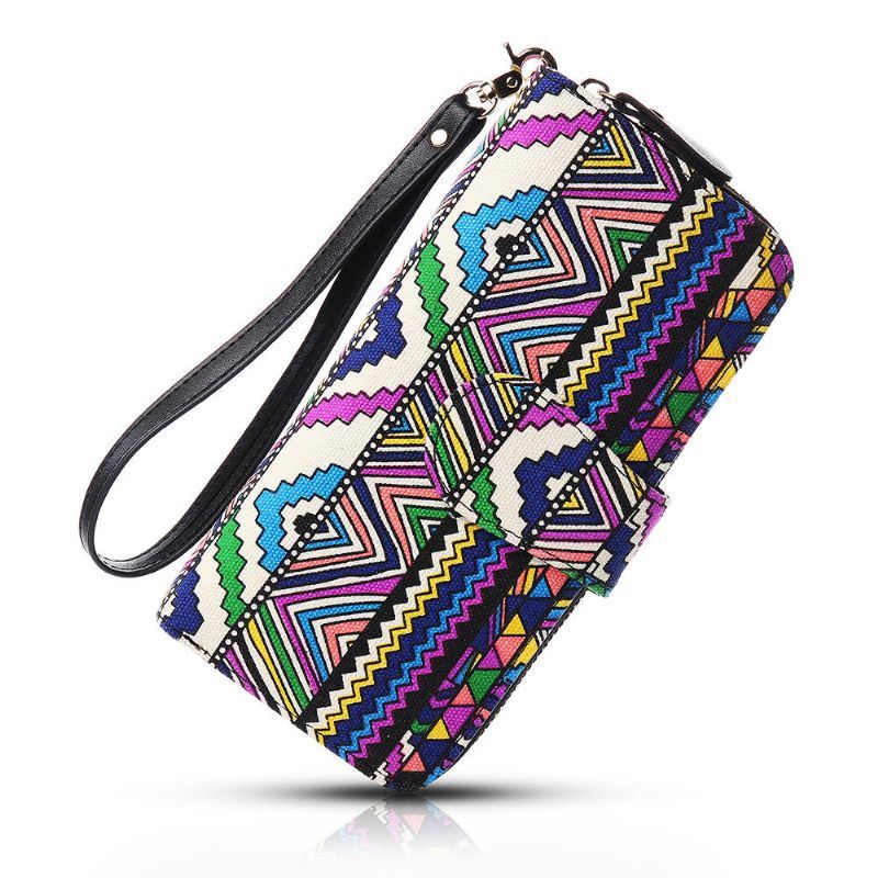 Naisten Canvas Bohemian Long Wallet Muti-kolikkopeli