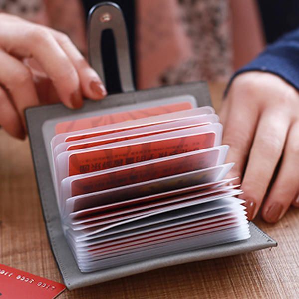 Naisten Pu Solid Lyhyt Lompakko 20 Card Slot Korttipidike Tiivis