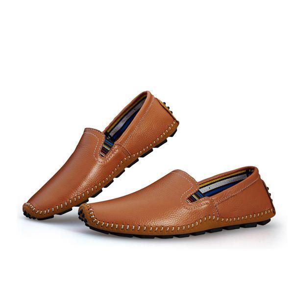 Miehet Nahka Vapaa-ajan Ulkona Ajaminen Slip On Flats Loafers Kengät