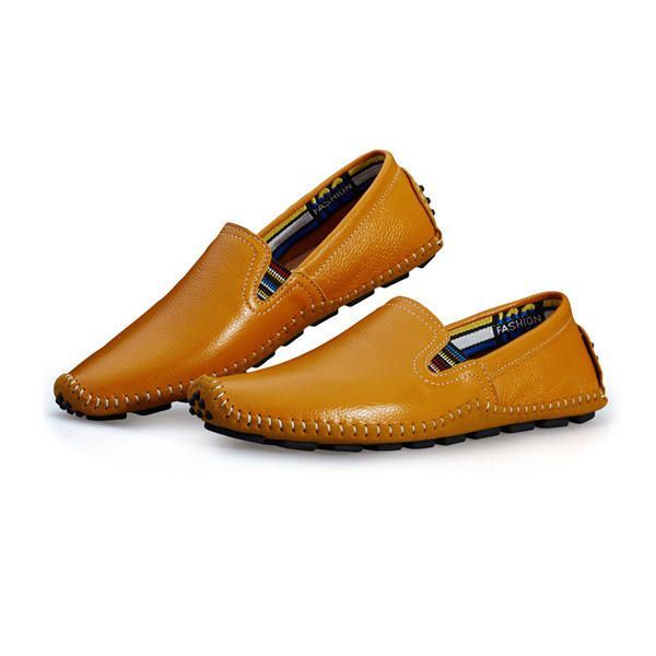 Miehet Nahka Vapaa-ajan Ulkona Ajaminen Slip On Flats Loafers Kengät