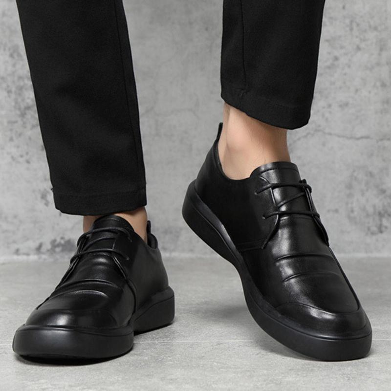 Miesten Aitoa Nahkaa Puhdasta Väriä Business Casual Flats