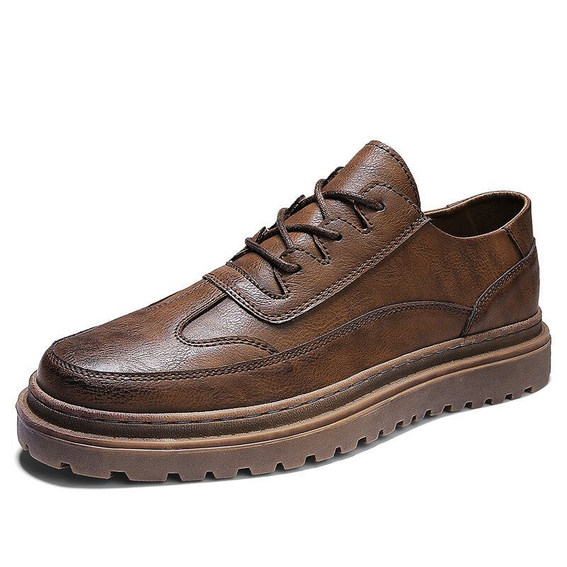 Miesten Brogue Microfiber Nahka Liukumattomat Puettavat Vintage Vapaa-ajan Kengät