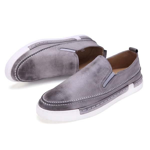 Miesten Muotikengät Pu Pyöreä Toe Slip On Outdoor Tennarit Vintage Style