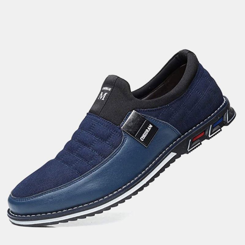 Miesten Nahka Hengittävä Pehmeä Pohja Mokkanahka Splicing Short Slip On Casual Business Shoes