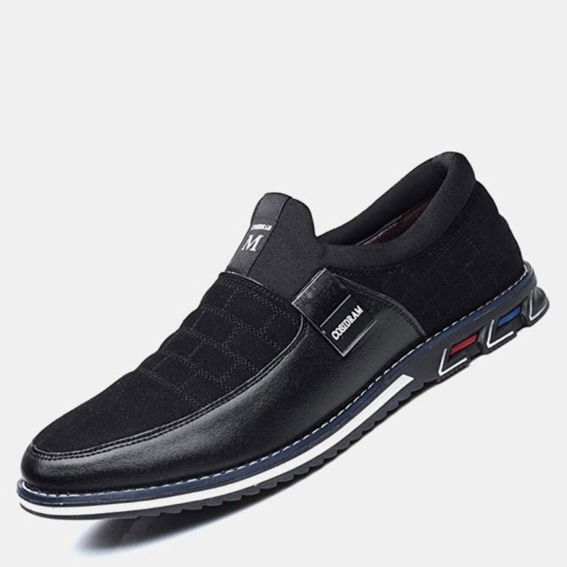 Miesten Nahka Hengittävä Pehmeä Pohja Mokkanahka Splicing Short Slip On Casual Business Shoes