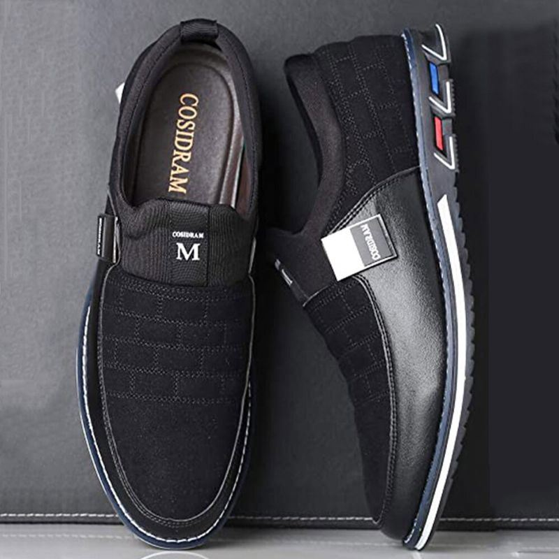 Miesten Nahka Hengittävä Pehmeä Pohja Mokkanahka Splicing Short Slip On Casual Business Shoes