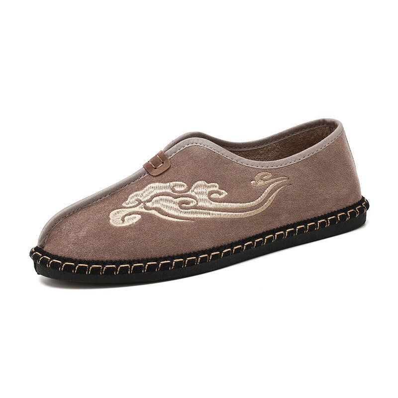 Miesten Retro-kirjonta Mokkanahka Mukavat Slip On Loaferit Vapaa-ajan Ajokengät