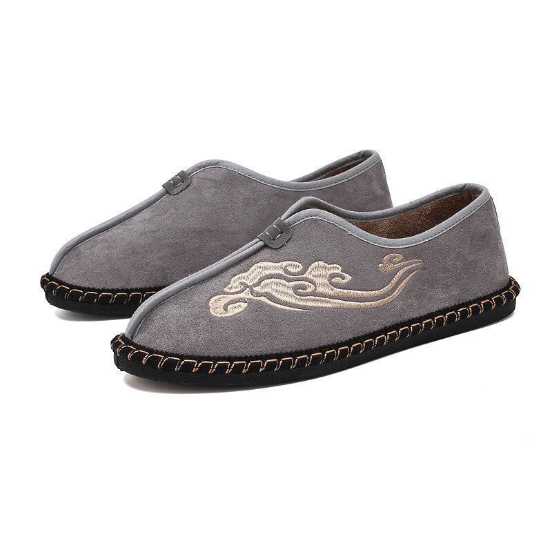 Miesten Retro-kirjonta Mokkanahka Mukavat Slip On Loaferit Vapaa-ajan Ajokengät