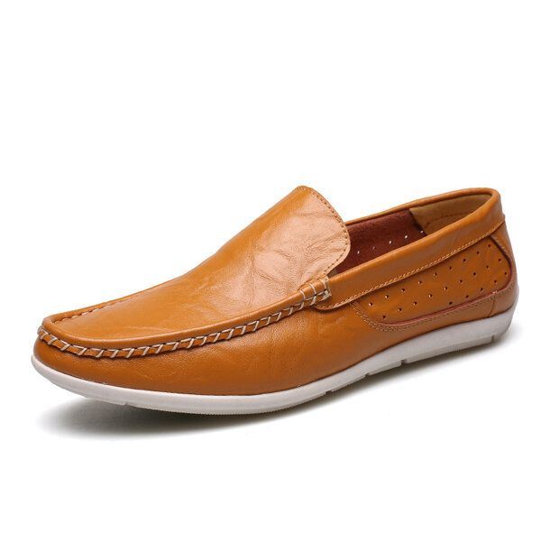 Uudet Miesten Rento Ulkoilu Pehmeä Mukava Nahka Slip On Flats Loafers Kengät