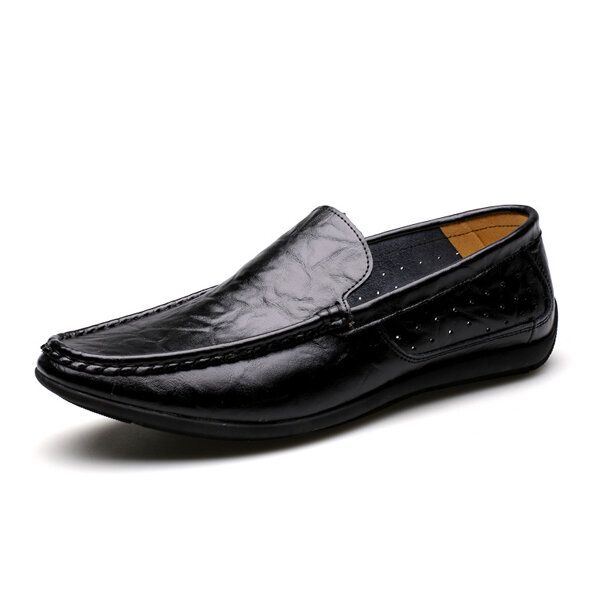 Uudet Miesten Rento Ulkoilu Pehmeä Mukava Nahka Slip On Flats Loafers Kengät