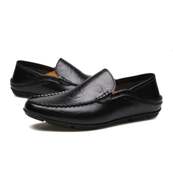 Uudet Miesten Rento Ulkoilu Pehmeä Mukava Nahka Slip On Flats Loafers Kengät