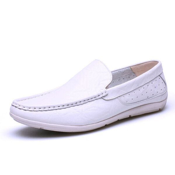 Uudet Miesten Rento Ulkoilu Pehmeä Mukava Nahka Slip On Flats Loafers Kengät