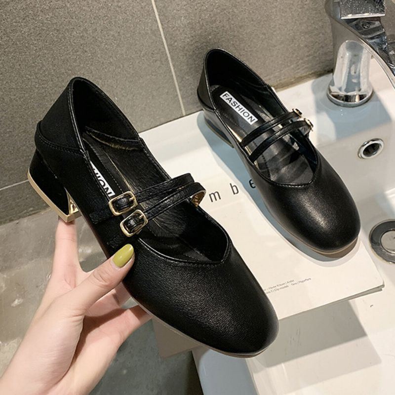 Naisten Pyöreävarvas Yksivärinen Block Heel Slip On Loafers