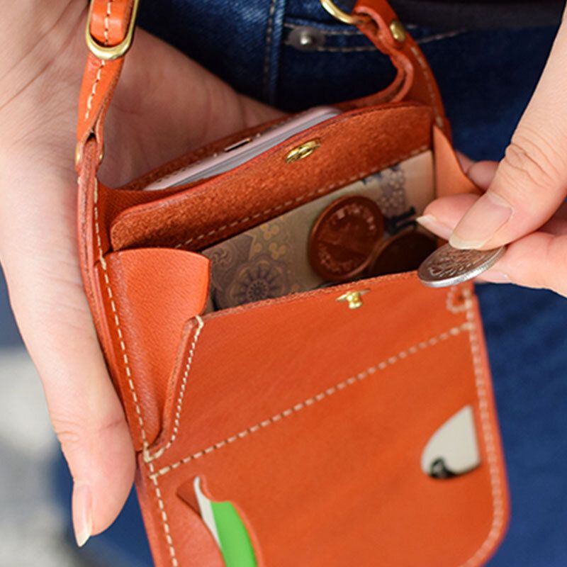 Aito Nahka Vintage Casual Carry 6.1 Tuuman Puhelinlaukku Kolikkolaukku Vyötärölaukku Miehille Naisille