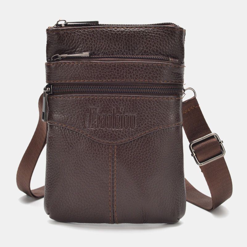 Miesten Aito Nahka Retro Business Casual 6.3 Tuuman Puhelinlaukku Multi-carry Crossbody Laukku Vyötärölaukku