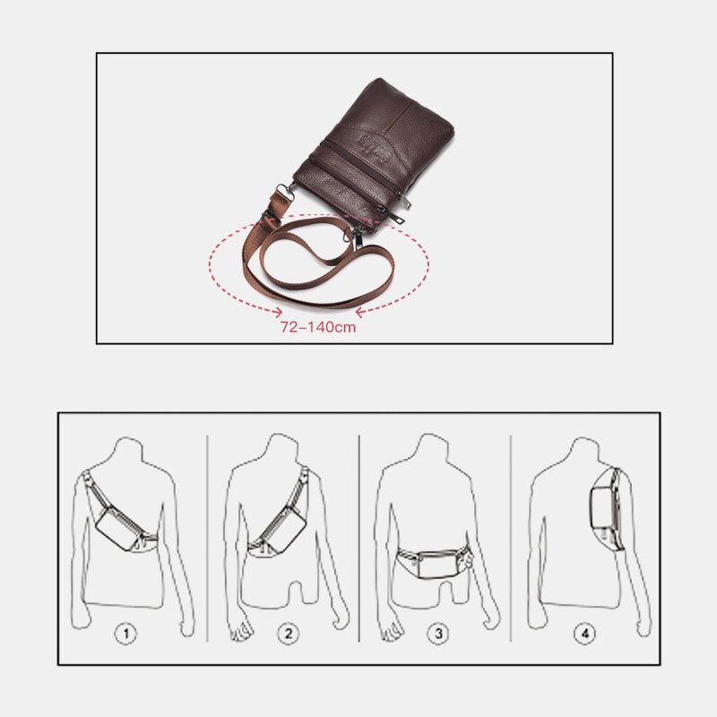 Miesten Aito Nahka Retro Business Casual 6.3 Tuuman Puhelinlaukku Multi-carry Crossbody Laukku Vyötärölaukku