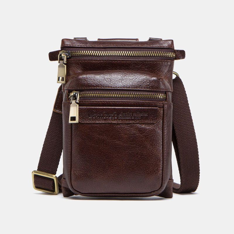 Miesten Aito Nahka Retro Casual Outdoor Multi-carry Puhelinlaukku Crossbody Laukku Vyötärölaukku 5.8 Tuuman Puhelimelle