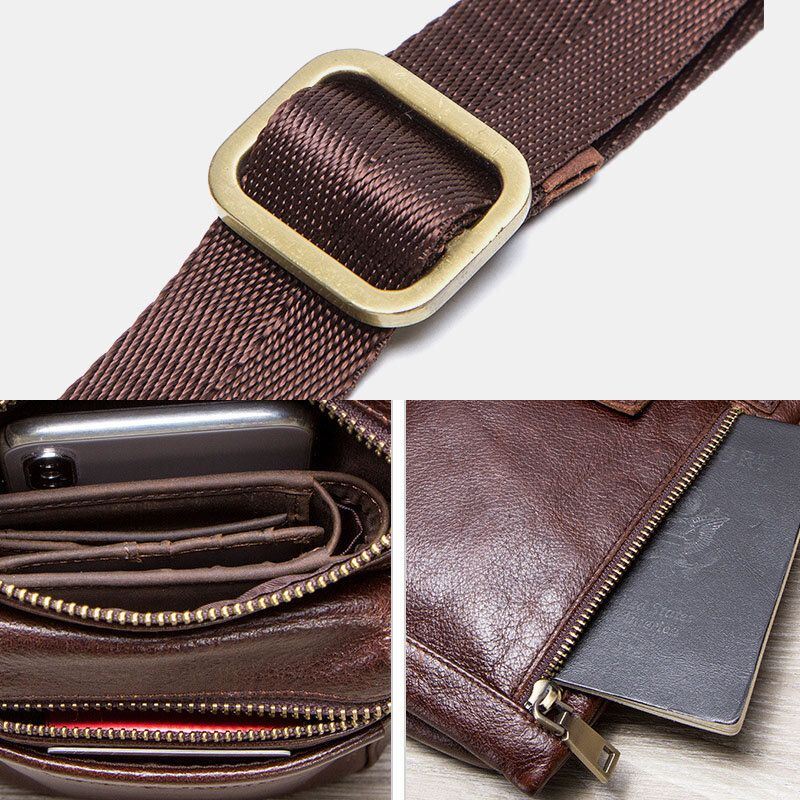 Miesten Aito Nahka Retro Casual Outdoor Multi-carry Puhelinlaukku Crossbody Laukku Vyötärölaukku 5.8 Tuuman Puhelimelle