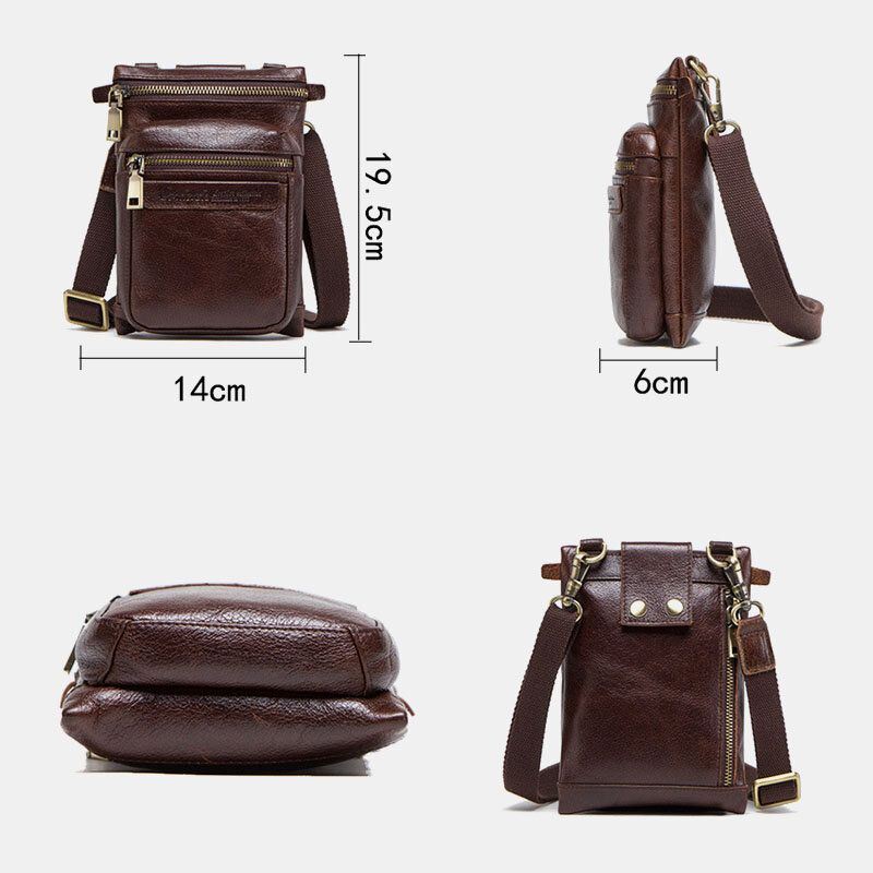 Miesten Aito Nahka Retro Casual Outdoor Multi-carry Puhelinlaukku Crossbody Laukku Vyötärölaukku 5.8 Tuuman Puhelimelle