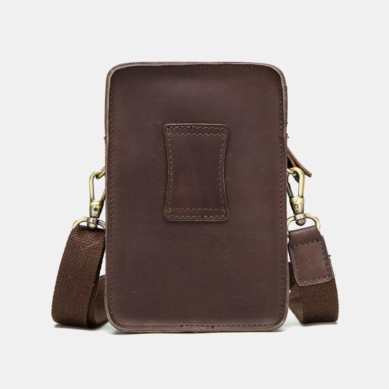 Miesten Aito Nahka Retro Casual Outdoor Multi-carry Puhelinlaukku Crossbody Laukku Vyötärölaukku 5.8 Tuuman Puhelimelle