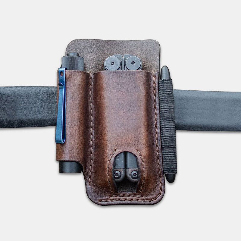 Miesten Aito Nahka Retro Mini Easy Carry Multitool Järjestäjä Vaihdelaukku Vyökassi Vyölaukku