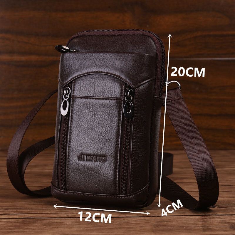 Miesten Aito Nahkainen Lehmännahkainen 6-7 Tuuman Puhelinlaukku Multi-carry Crossbody -laukku Vyölenkillä