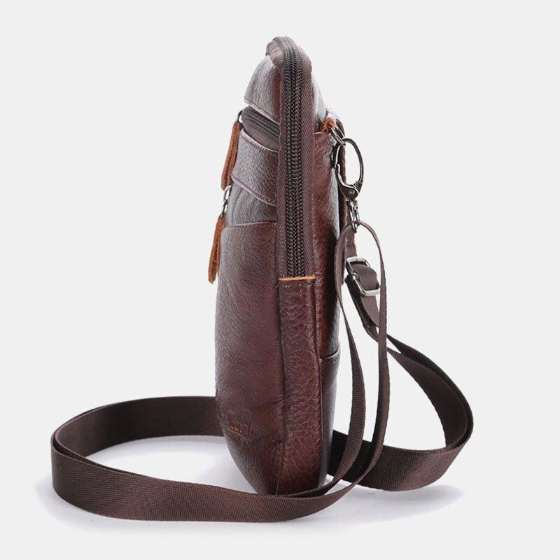 Miesten Aitoa Nahkaa Varkaudenesto 6.5 Tuuman Puhelinlaukku Crossbody Bag Vyötärölaukku Sling Bag